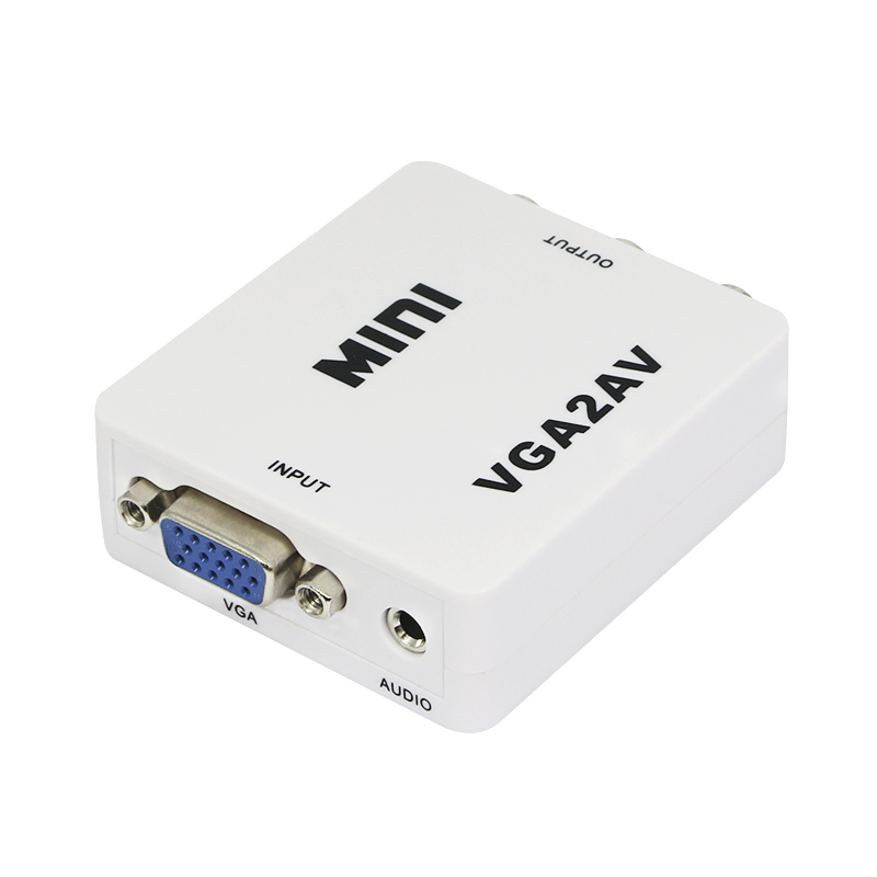 VGA to AV RCA Composite Converter Adapter Box with Audio - Click Image to Close